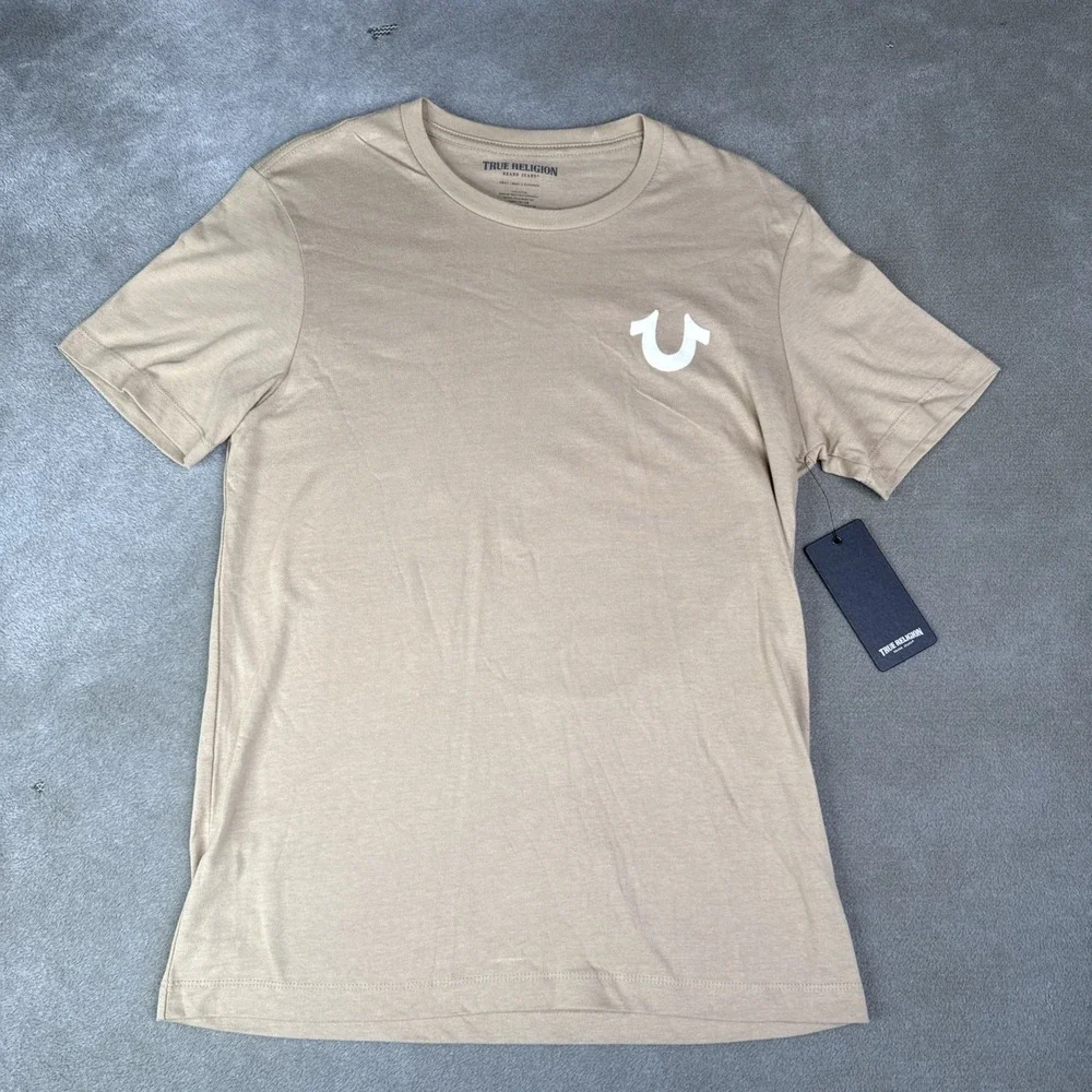 True Religion T-shirt Men's Size Small Beige NEW ORIGINAL WITH TAGS